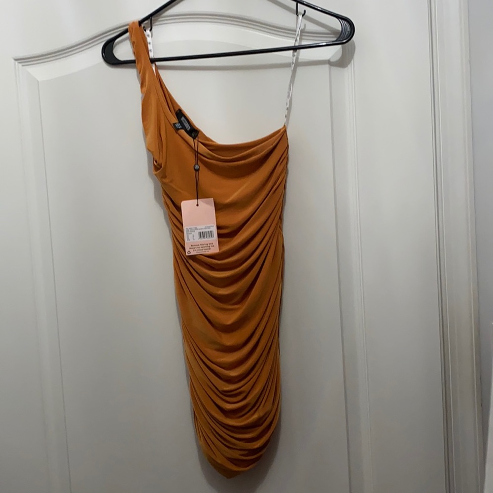 Missguided one shoulder burnt orange party dress